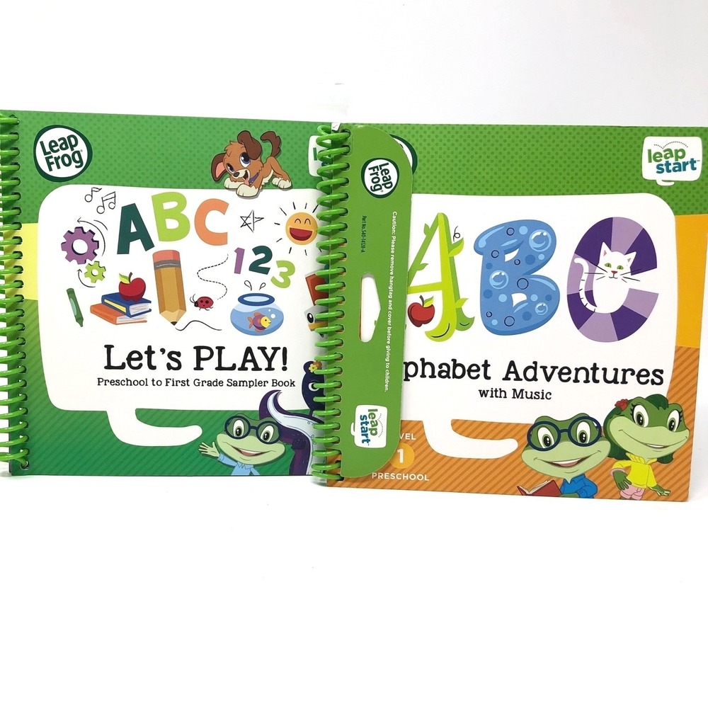 LeapFrog LeapStart Alphabet Adventures & Let's Play Sampler Books Lot of 2